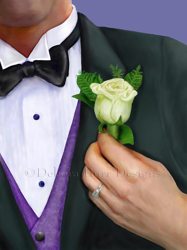 Close up of groom in bowtie