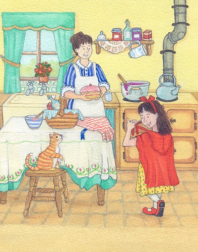 Red Riding Hood in kitchen