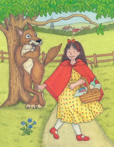Red Riding Hood with the wolf